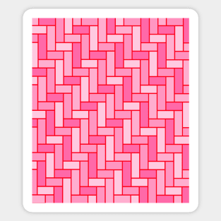 Geometric Tiles in Pink with Red Outline Sticker